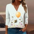 thumbnail image 2 of CYMMPU Summer Trendy Shirts 3/4 Sleeve V Neck Tunic Tops Bee Printed Blouses for Women Dressy Casual Spring Tops Loose Fit Business Elegant Work Tops T-Shirts Multicolor L, 2 of 5