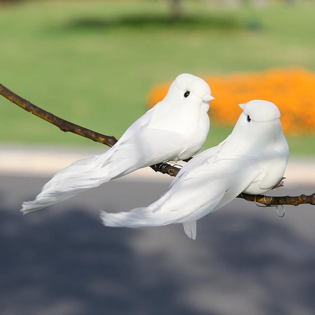 2 piezas de plumas blancas, palomas de espuma artificiales, amantes de las palomas de la paz, pájaros, decoración del hogar Likrtyny Para estrenar