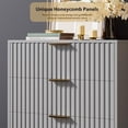 thumbnail image 6 of EastVita Fluted 5 Drawer Storage Dresser - Tall Modern Chest with Ample Deep Drawers and Wide Top - Wooden Organizer for Living Room/Hallway/Kids Room - Gray, 6 of 7