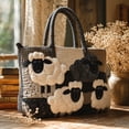 thumbnail image 2 of 3D Patchwork Sheep Quilted Tote Bag, Retro Patch Fabric Embroidery Large Handbag, Soft Casual Shoulder Bag for School Grocery Shopping Daily Travel, 2 of 7