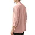 thumbnail image 7 of Chiccall Mens Button Down Shirts Solid 3/4 Sleeve Summer Casual Shirt Tops PinkXL, 7 of 7