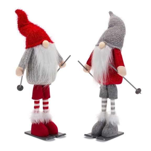 Melrose Set of 6 Gnome with Skier Christmas Figures 14.25"