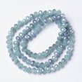 thumbnail image 2 of Electroplate Glass Beads Strands Imitation Jade Full Rainbow Plated Faceted Rondelle Light Blue 4x3mm Hole: 0.4mm 123~127pcs/strand 16.5~16.9 inch(42~43cm), 2 of 2
