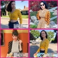 thumbnail image 5 of YEMAK Women's Cropped Cute Dog Pattern 3/4 Sleeve Button Down Cardigan Sweater MK3672-HONEY/IVORY-L, 5 of 9