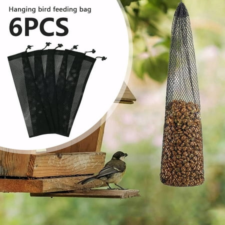 Gpoty 6 Pack Thistle Seed Sock, Hanging Wild Bird Food Finch Sock, Mesh Bag Feeders, for Goldfinch, Hummingbird and Small Birds Feeding (6 Mesh Bags)