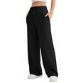 thumbnail image 1 of Pantalones Deportivos Holgados de Cintura Alta para Mujer, Color Negro, Talla L, 1 of 4