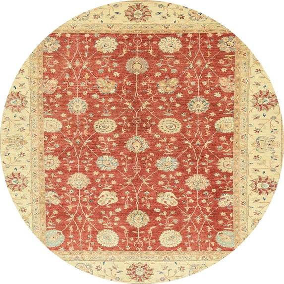 Ahgly Company Machine Washable Indoor Round Abstract Bright Orange Area Rugs, 6' Round