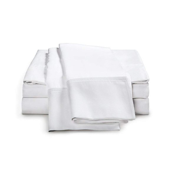 Coton Égyptien - Ensemble de Draps 4 Pcs, 1000 Fils, Convient aux Matelas jusqu'à 16 Po à 18 Po de Profondeur (Agrandi/olympique Grand Lit (66 Po x 80 Po), Blanc Uni)