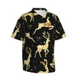 thumbnail image 2 of Fotbe Christmas Gold Deers Hawaiian Shirt For Men Unisex Summer Beach Casual Short Sleeve Cotton Linen Button Down Shirts-3x-Large, 2 of 9