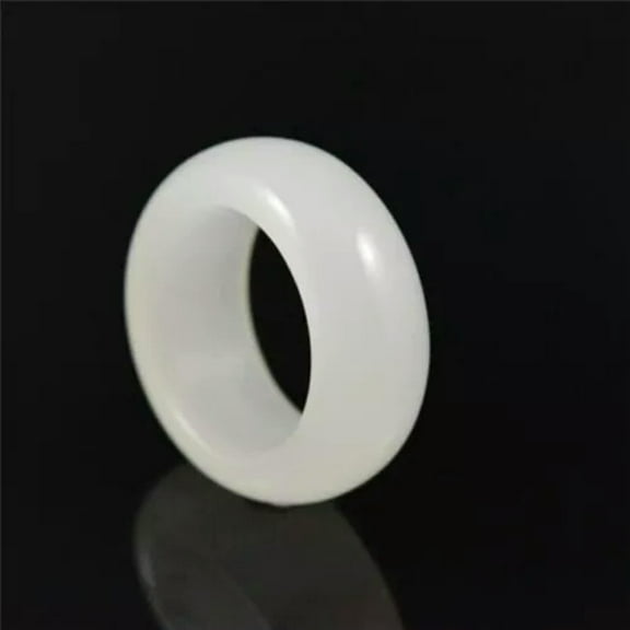 Mens Womens Natural Genuine Real Green Jade Band Ring Size 17 - 23mm-White-17 mm