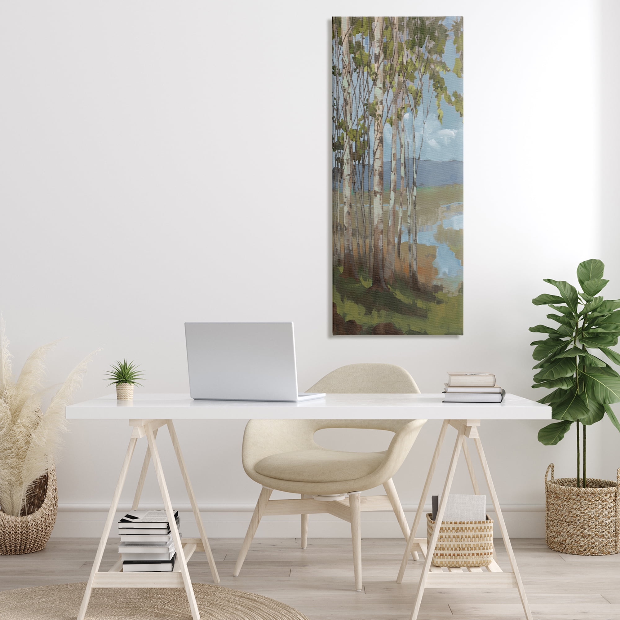 Stupell Industries Rustic Birch Grove Landscape Painting Gallery Wrapped Canvas Art Print Wall Art, 20 x 48