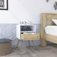 thumbnail image 6 of Nmkwnr 1 Drawer Nightstand with 1 Open Shelf for Home, Bedroom, White + Light Brown, 6 of 7
