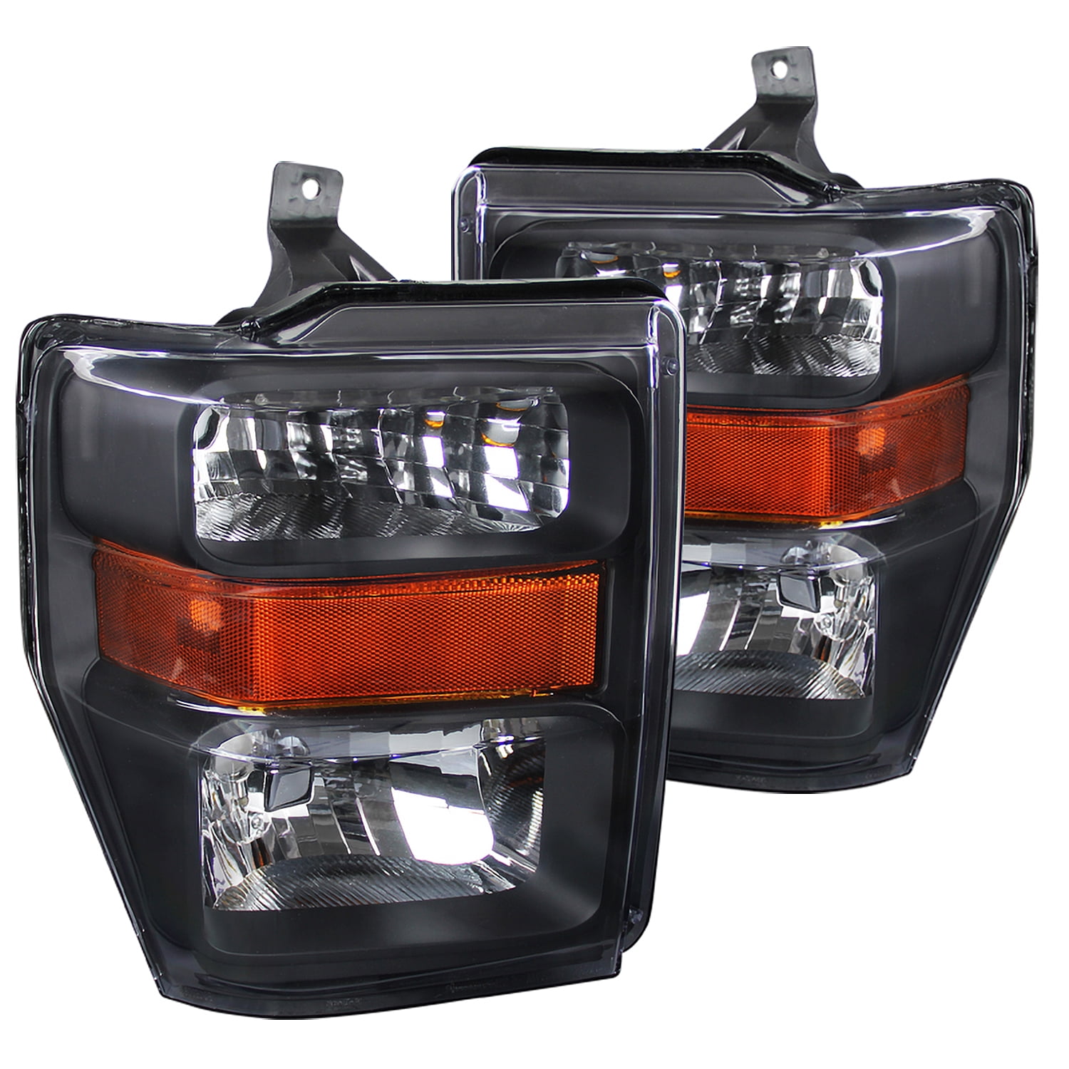 SpecD Tuning Black Headlights W/ Amber Reflector for 20082010 Ford