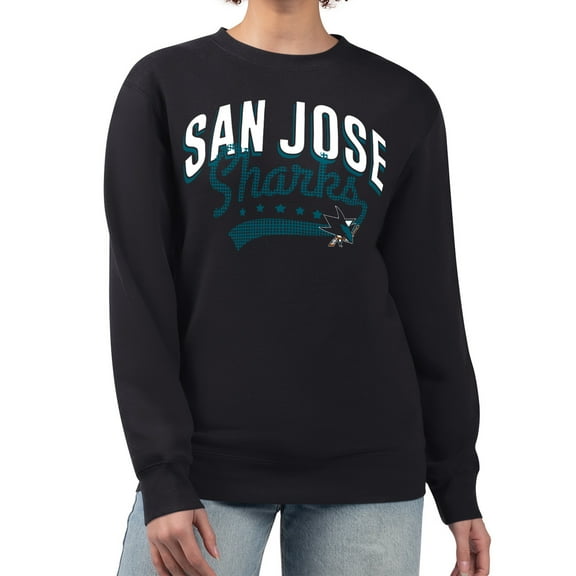Women's G-III 4Her by Carl Banks Black San Jose Sharks Filigree Team Graphic Fleece Pullover Sweatshirt