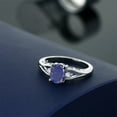 thumbnail image 4 of Gem Stone King 925 Sterling Silver Blue Lapis and White Created Sapphire 3 Stone Engagement Ring for Women | 1.48 Cttw | Oval 8X6MM | Round 2MM | Gemstone Birthstone | Size 7, 4 of 4