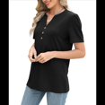 thumbnail image 1 of Top de Verano para Mujer, de Corta, Holgado, con Botones Torcidos, Color Liso, Negro, Talla S, 1 of 4