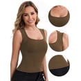 thumbnail image 3 of DARING DIVA Women's Wide Straps Square Neck Camisole Slimming Undershirt L Brown, 3 of 5