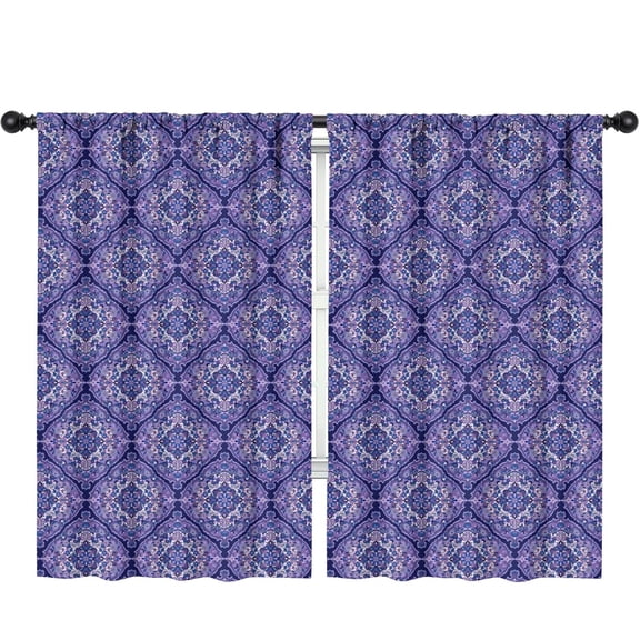 Blackout Kids Curtains,Purple Ethnic Geometric Pattern Childrens Insulated Curtains Set Of 2,Bedroom Essentials,Toddler Room Decor 52x84in(132x213cm)