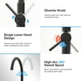 thumbnail image 6 of Logmey Freestanding Bathtub Faucet Floor Mounted Two Handles in Matte Black, 6 of 11