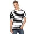 thumbnail image 2 of Uniexcosm Men Shirts Loose Fit T-Shirt Short/Long Sleeve Stripe Male Tops, 2 of 6