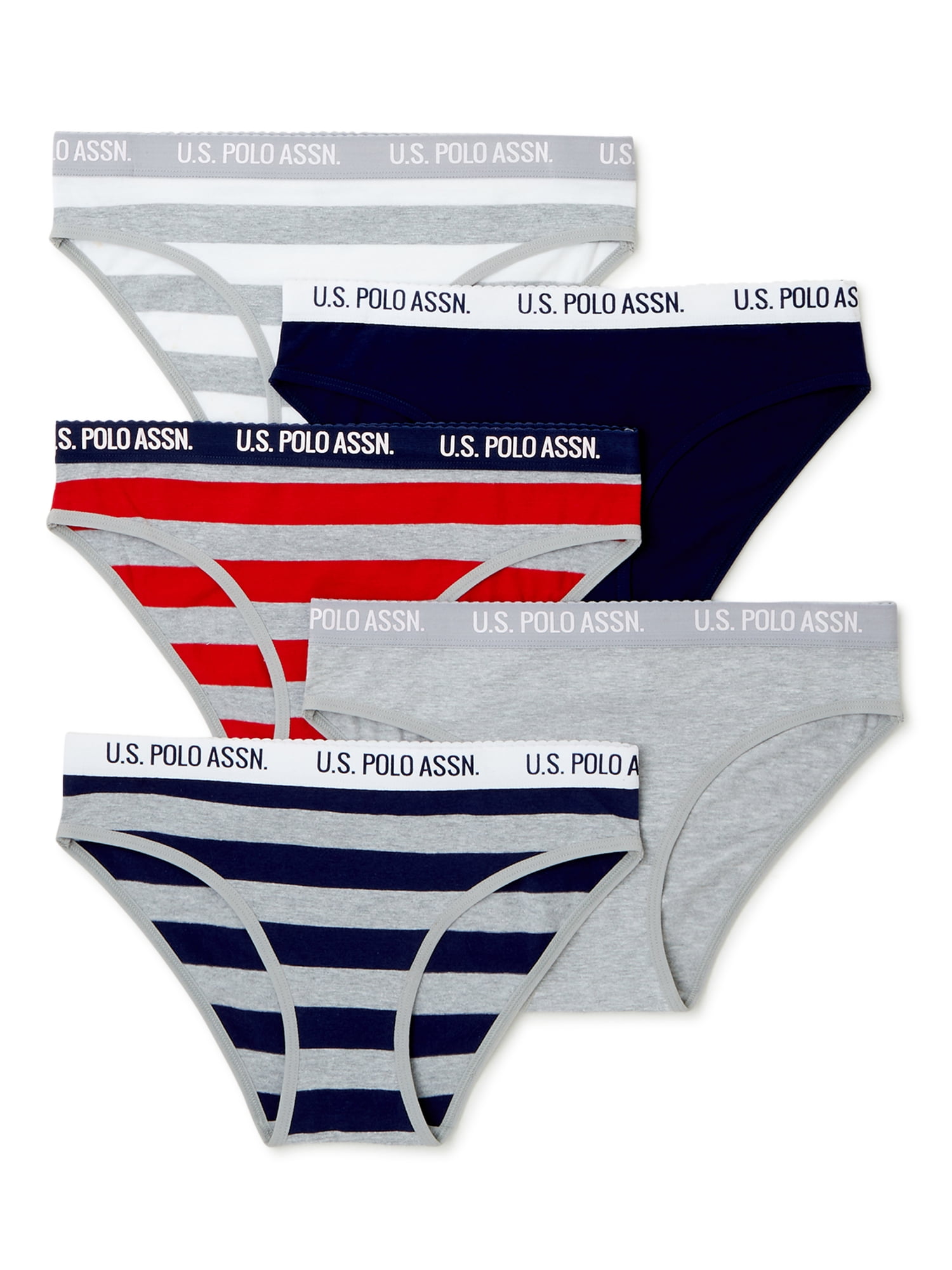U.S. Polo Assn. Women's 5 Pack Cotton HighCut Panty Underwear Set