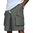 thumbnail image 2 of Men's Hiking Cargo Shorts Quick Dry Lightweight Elastic Waist Drawstring Travel Shorts with Multi Large Pockets for Fishing Camping Golf Gray XL, 2 of 9