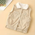 thumbnail image 4 of ATOGUTA Boys Winter Jacket Fleece Vest Jacket Button Up Warm Sleeveless Outwear Beige, Size 2T-8, 4 of 6