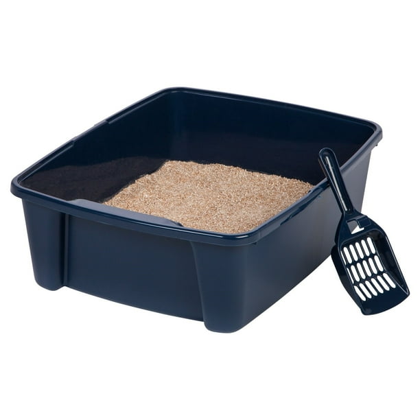 Iris Cat Litter Pan with Scoop, Navy