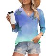 thumbnail image 7 of Cavosen Blouse for Women 3/4 Sleeve V Neck Cute Sweatshirt Star Lightweight Oversized Pullover Soft Spring Orleans Party Tops, 7 of 7