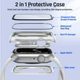 thumbnail image 2 of 2 in 1 Waterproof Case for Apple Watch Series 8 & Series 7 41mm Screen Protector, 360 Protective Glass Face Cover Hard PC Bumper + Back Frame for iWatch 8/7 Accessories 41 mm, Silver, 2 of 5