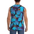 thumbnail image 4 of Fotbe Blue Butterflies Men's Camiseta sin Mangas Estampada para Hombres, Playera Casual para Gimnasio, Entrenamiento, Playa-3X-Large, 4 of 7