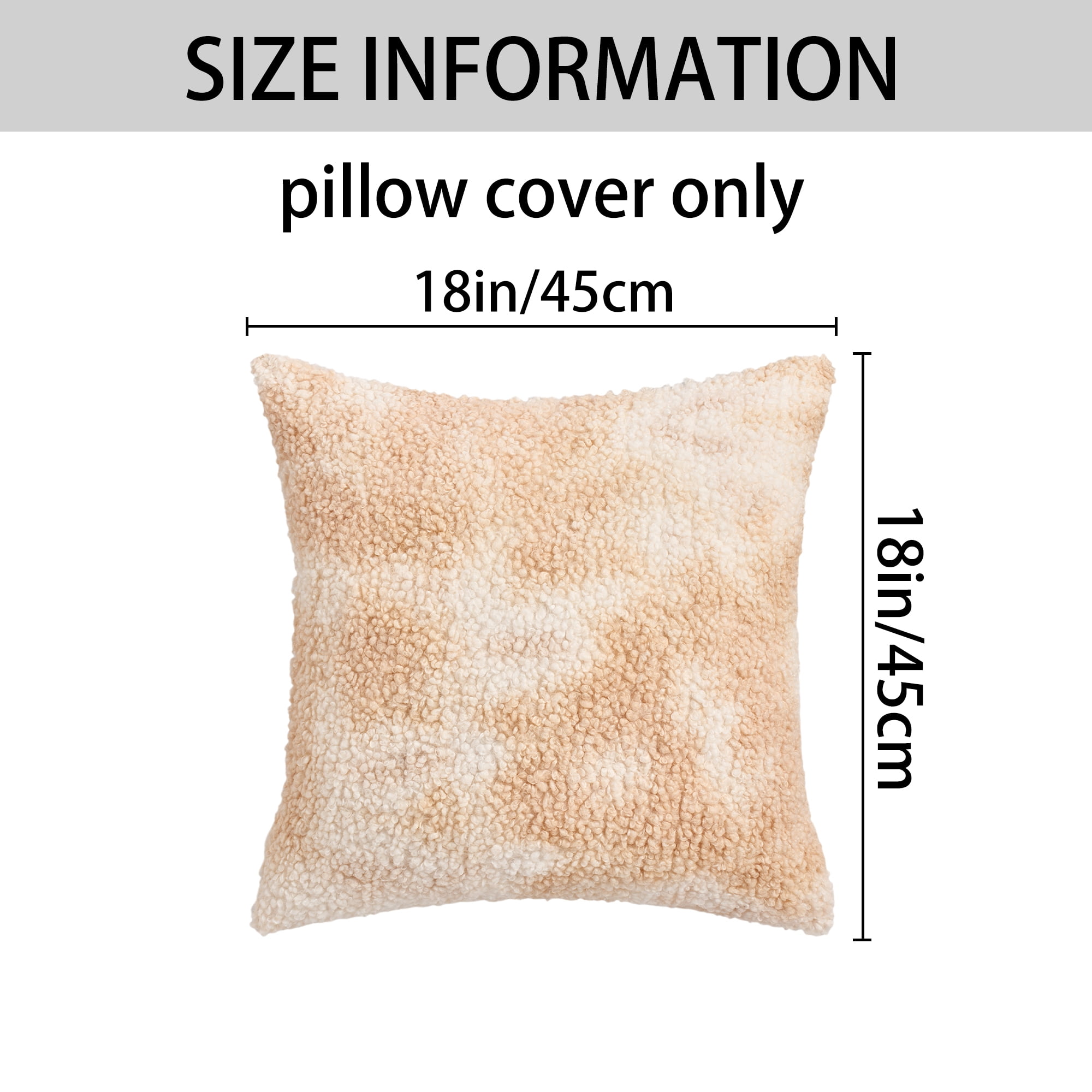 Unique Bargains Pack of 2 Tie-Dye Teddy Fleece Pillow Covers Camel 18" x 18"