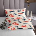 thumbnail image 3 of YST Ensemble de Courtepointe Animal Marin Simple Crabe Homard Couvre-Lit pour Adolescents Garçons Requin Poisson Crevette Fond Rétro Ensemble de Literie Bleu Rouge Vie Océanique, 3 of 5