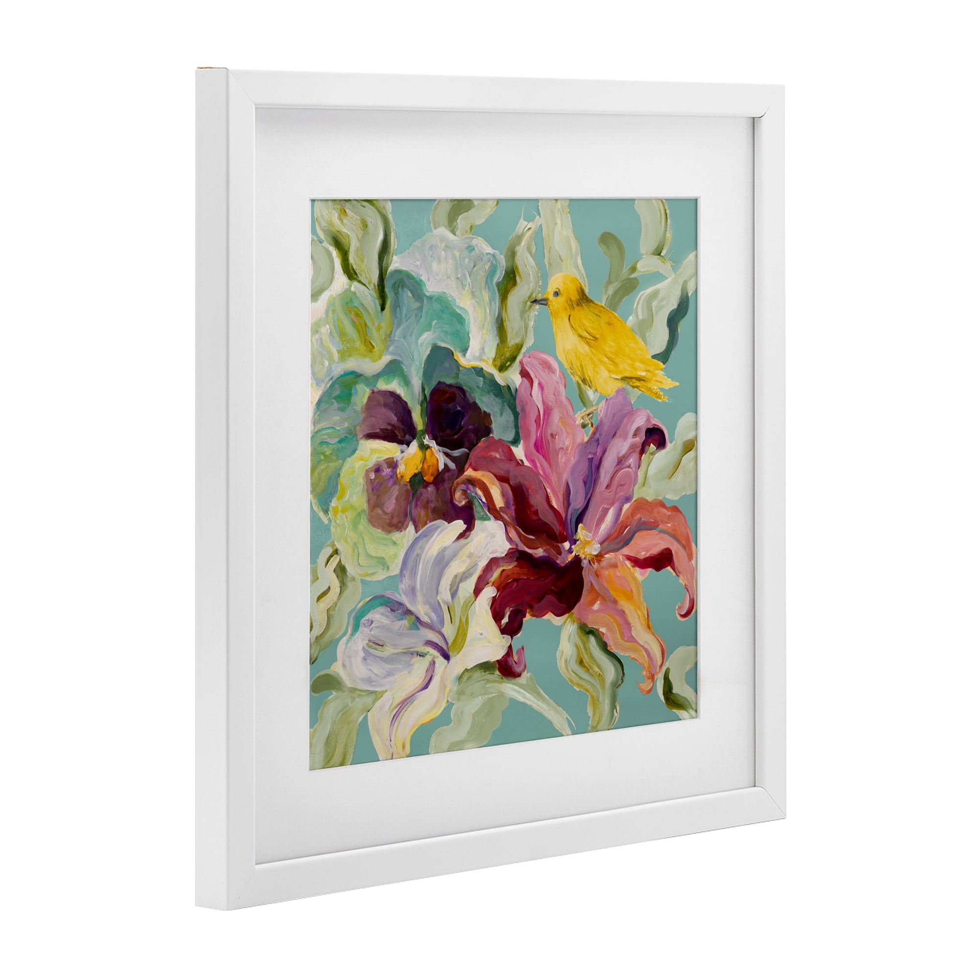 Stupell Industries Lyrical Garden Canary White Framed Print Under Glass, design by Lanie Loreth