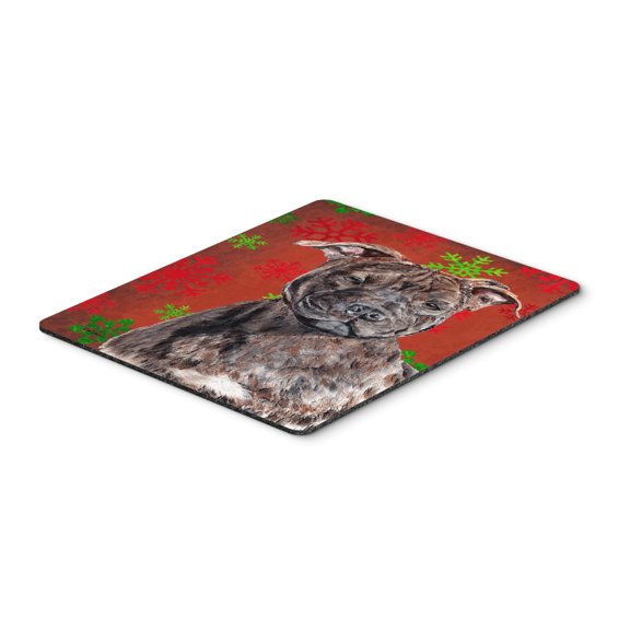 Carolines Treasures SC9753MP "Staffordshire Bull Terrier Staffie Red Snowflakes Holiday Mouse Pad Hot Pad or Trivet"
