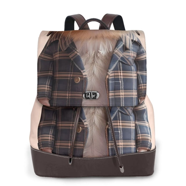 Easygdp Cute Mouse In Glasses Mochila de Cuero para Mujeres, Bolso de Hombro, Bolsos de Mano de Moda para Trabajo y Viajes