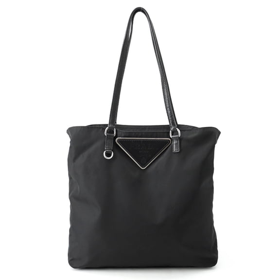Pre-Owned Prada Triangle Nylon Tote Bag, Handbag, Black.