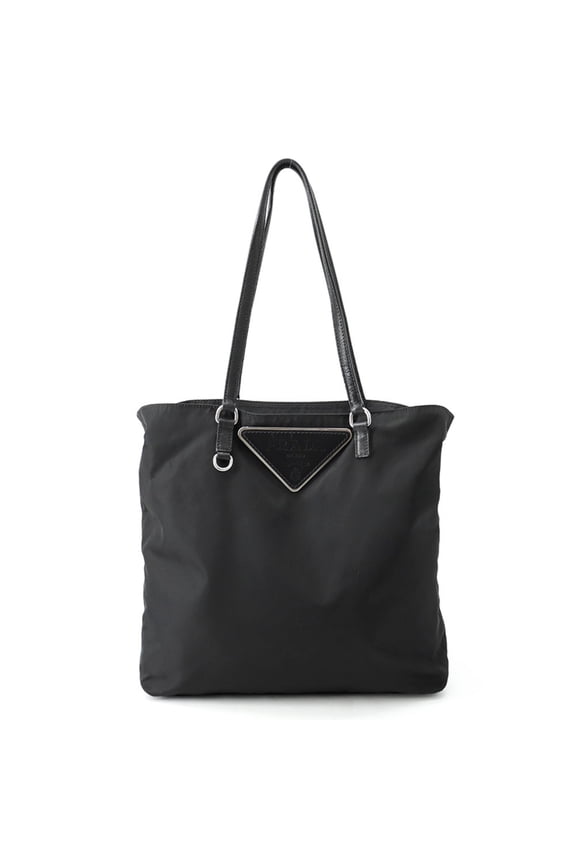 Pre-Owned Prada Triangle Nylon Tote Bag, Handbag, Black.