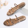 thumbnail image 5 of JeashCHAT Strappy Flat Sandals for Women, Open Toe Slide Sandals for Summer Beach Holiday Outdoor (Gold), 5 of 9