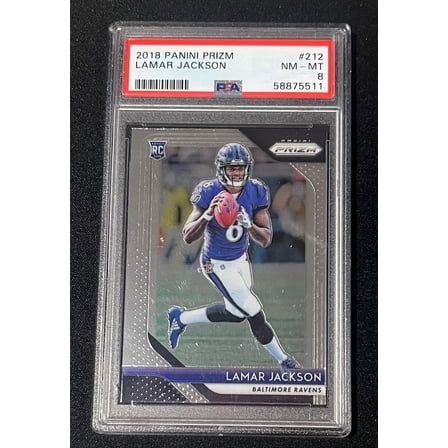 Lamar Jackson 2018 Panini Prizm Football Rookie Card #212 Graded PSA 8