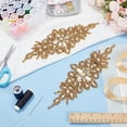 thumbnail image 4 of 2 Pcs Flower Rhinestone Applique Belt 3.5x9.4Inch Purple Golden Rhombus Diamond Sewing Appliques Iron on/Sew Rhinestone Patch for Bridal Dress Bridal Sash Wedding Headband Wedding Belt DIY, 4 of 9