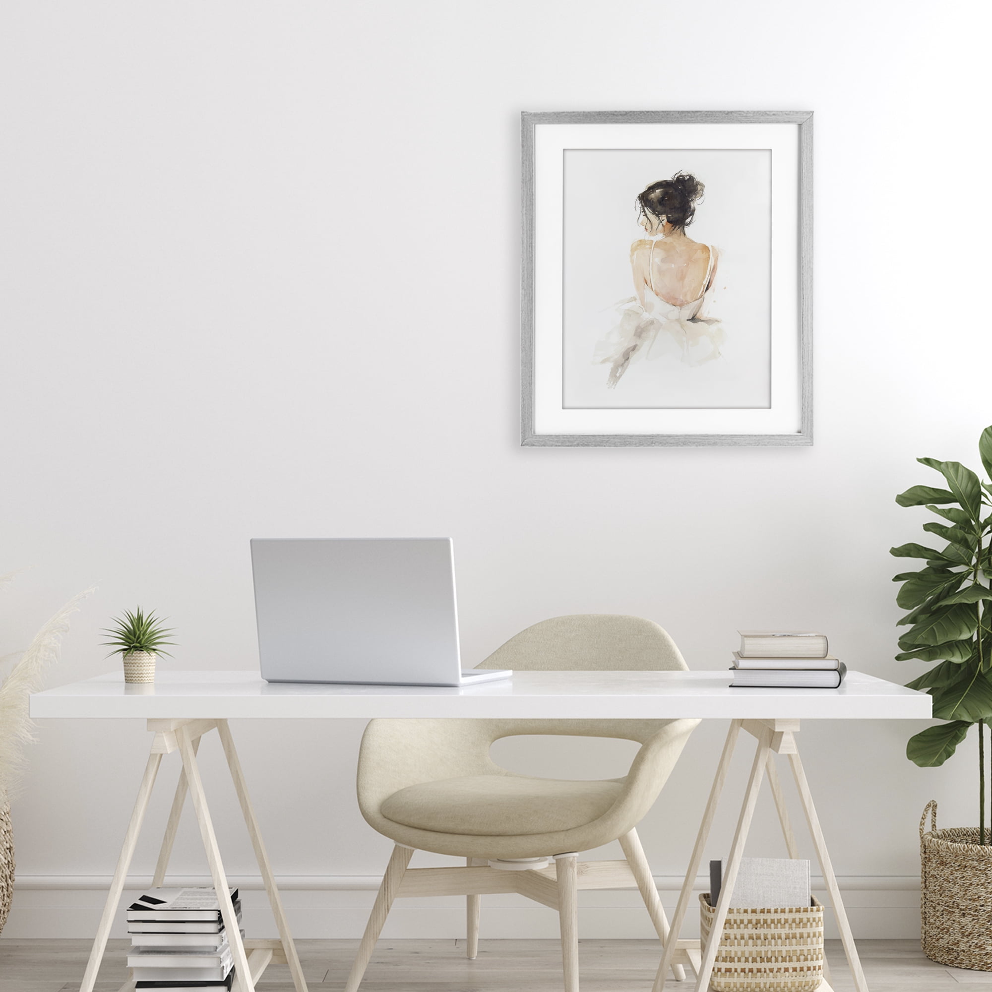 Stupell Industries Feminine Serenity Woman Gray Framed Print Under Glass, design by Svetlana Aleynikova