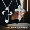 thumbnail image 4 of Coachuhhar 2PCS Cross Necklace for Women Men 925 Sterling Silver Matching Pendant Necklace for Couples Religious Jewelry Christian Baptism Gift Idea for Fathers Day Mother's Day, 4 of 8