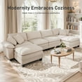 thumbnail image 3 of Sophia&William 123.6"L Modular Sectional Sofa Sets, Modern Chenille Cloud Couch 4-Seat Oversized Sofa with 3 Pillows & Ottomans for Living Room,Beige, 3 of 12