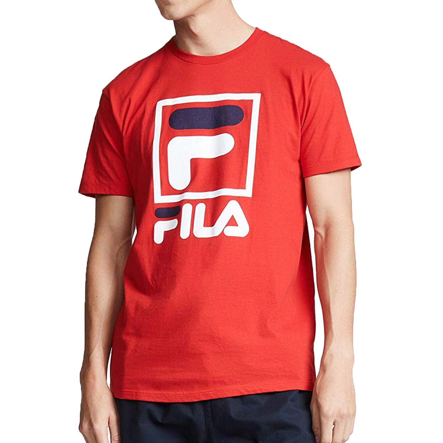Fila Men's Stacked Tee Shirt Chinese Red-White-Navy lm163xf4-622 -