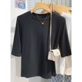 thumbnail image 1 of AOSSVIAO T-shirt Femme Été 2025 100 % Coton Basique Col Rond Mode Manches Courtes, 1 of 5