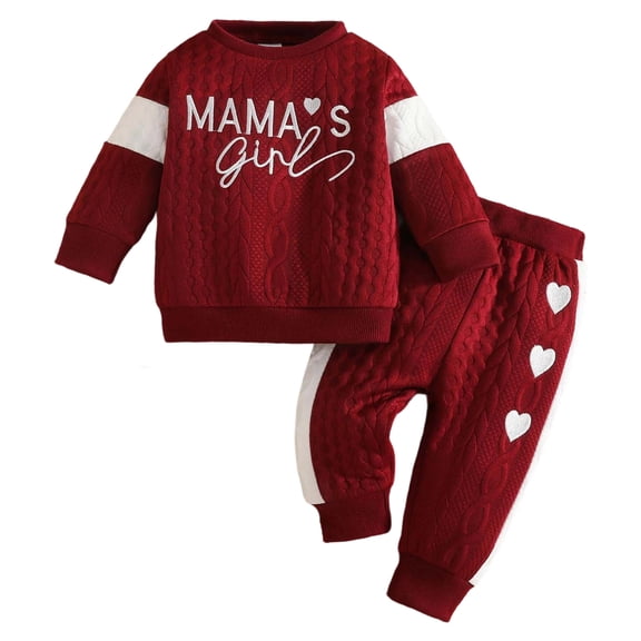 Mnyotv Toddler Baby Girl Fall Winter Clothes Mama's Girls Graphic Crewneck Long Sleeve Sweatshirts and Pants Size 3-6 Months