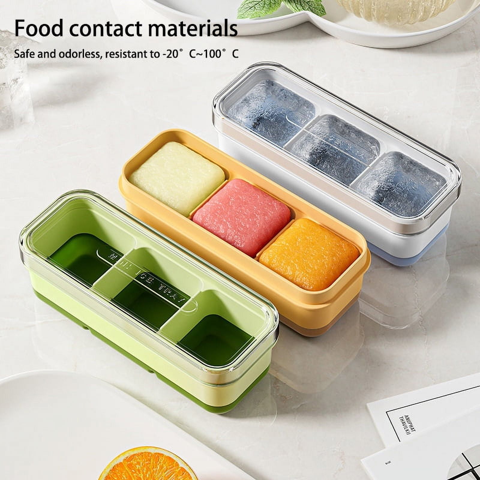 3 Cell Large Ice Cube Mold Square Ice Tray Mold Big Cubitera Food Grade Silicone Tray Mold Ice Maker Ice Cube Tray With Cover