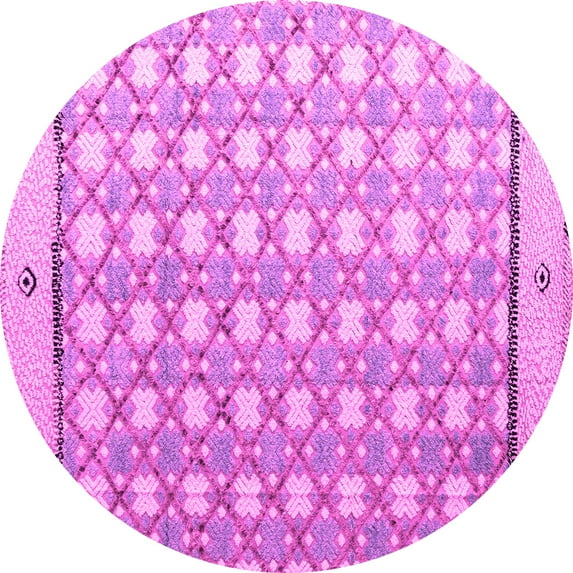 Ahgly Company Indoor Round Abstract Pink Modern Area Rugs, 8' Round