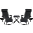 thumbnail image 3 of Homall Outdoor Zero Gravity Chair Folding Recline Patio Portable Lounge Chairs Set of 3 with Cupholder and Table, Black, 3 of 7